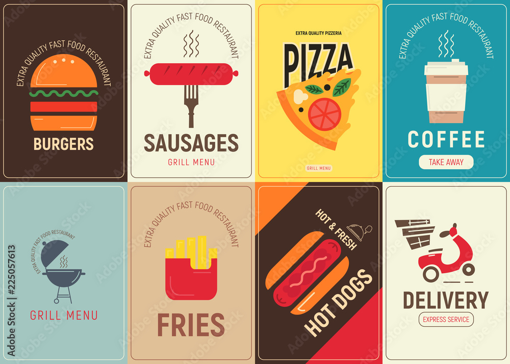 Fast Food Posters Set