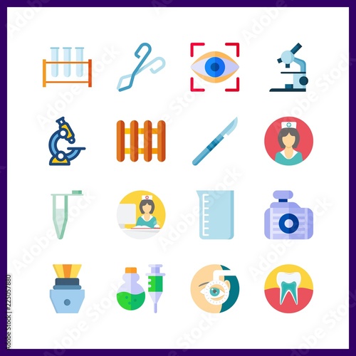 16 medical icon. Vector illustration medical set. teeth and test tube icons for medical works