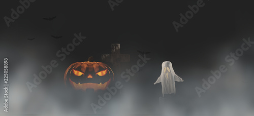 Halloween background 3d-ill...