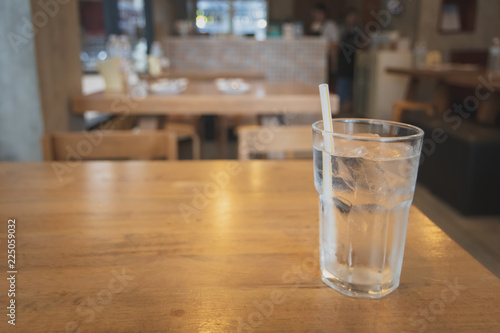 glass of water on the table in a cafe