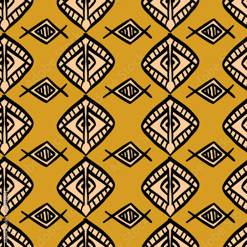 African pattern vector with hand drawn tribal diamond ethnic drawing. Seamless design illustration for fashion textile ready for print