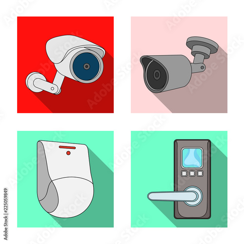 Vector design of cctv and camera sign. Collection of cctv and system vector icon for stock.