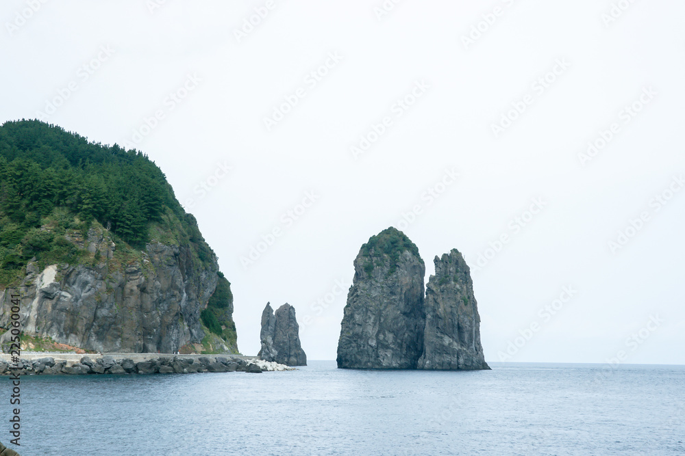 Ulleungdo island is one of the famous tourist site where is made by volcano. There are varous oddly formed rocks and strangely shaped stones, and clean air in the East sea. Ulleungdo island is one of the famous tourist site where is made by volcano. There are varous oddly formed rocks and strangely shaped stones, and clean air in the East sea.