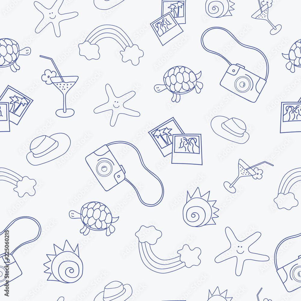 Relaxing on the beach, seamless pattern