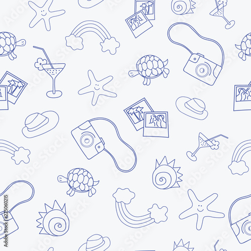 Relaxing on the beach, seamless pattern
