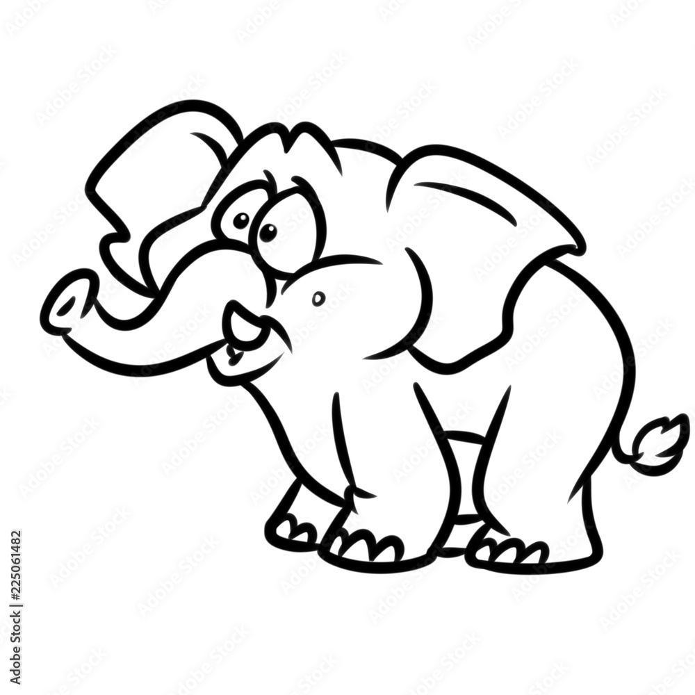 Elephant cartoon illustration isolated image animal character coloring page