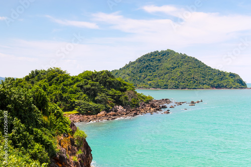 Island and clean sea at Nang Phaya Hill Scenic Point located at Chanthaburi Thailand