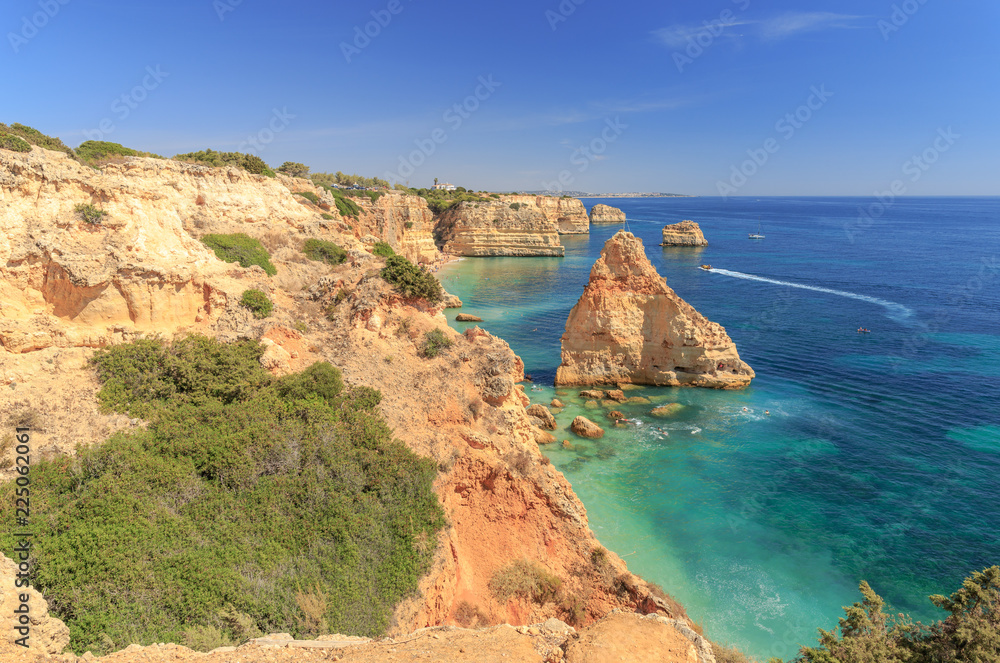 Praia da Marinha near Lagoa at the rocky coast of the Algarve