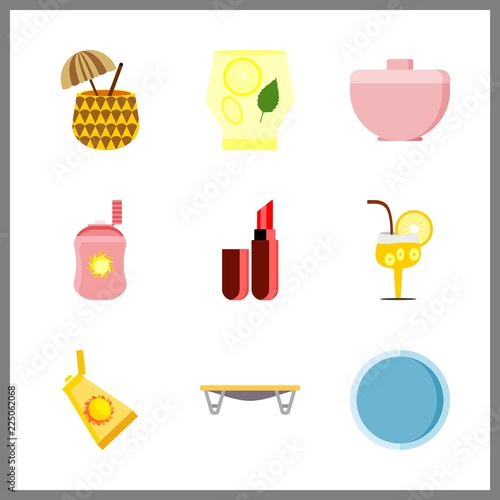 orange icon. crucible and pineapple coctail vector icons in orange set. Use this illustration for orange works.
