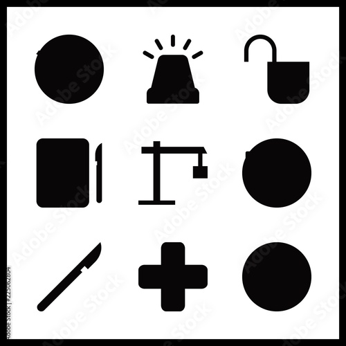 emergency vector icons set. siren, surgery, band aid and surgeon in this set.