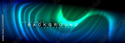 Neon glowing fluid wave lines, magic energy space light concept, abstract background wallpaper design