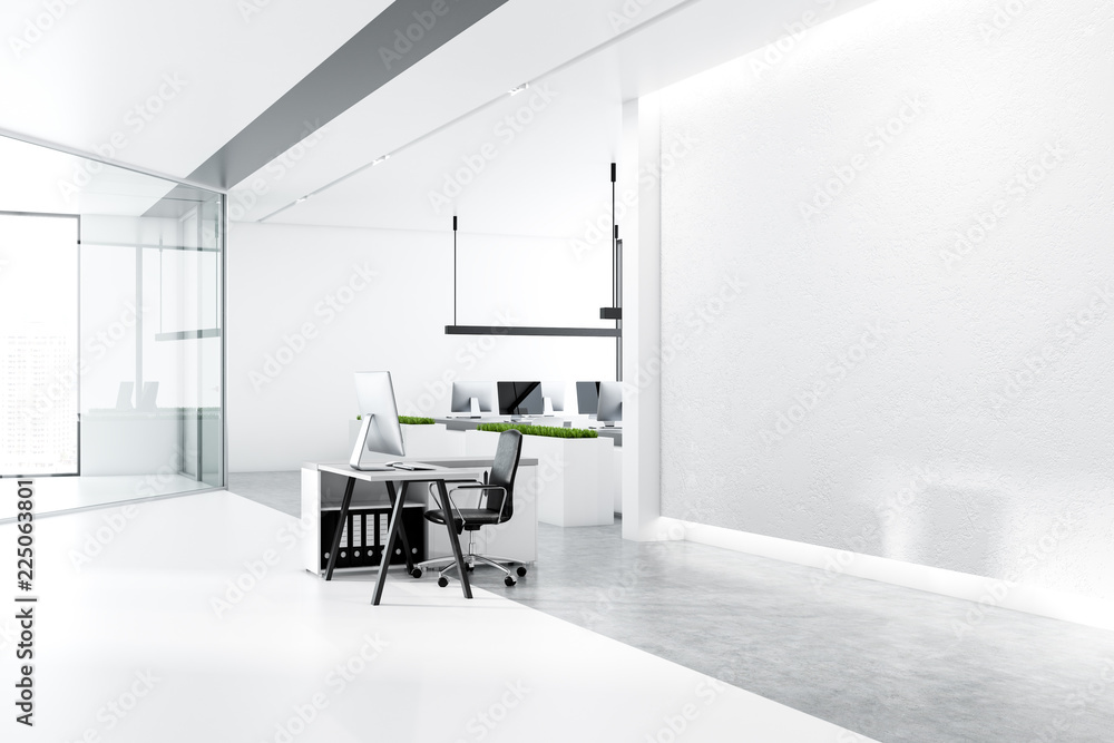 Fototapeta premium Manager office, white and glass walls