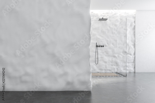 Crude wall bathroom shower, mock up wall