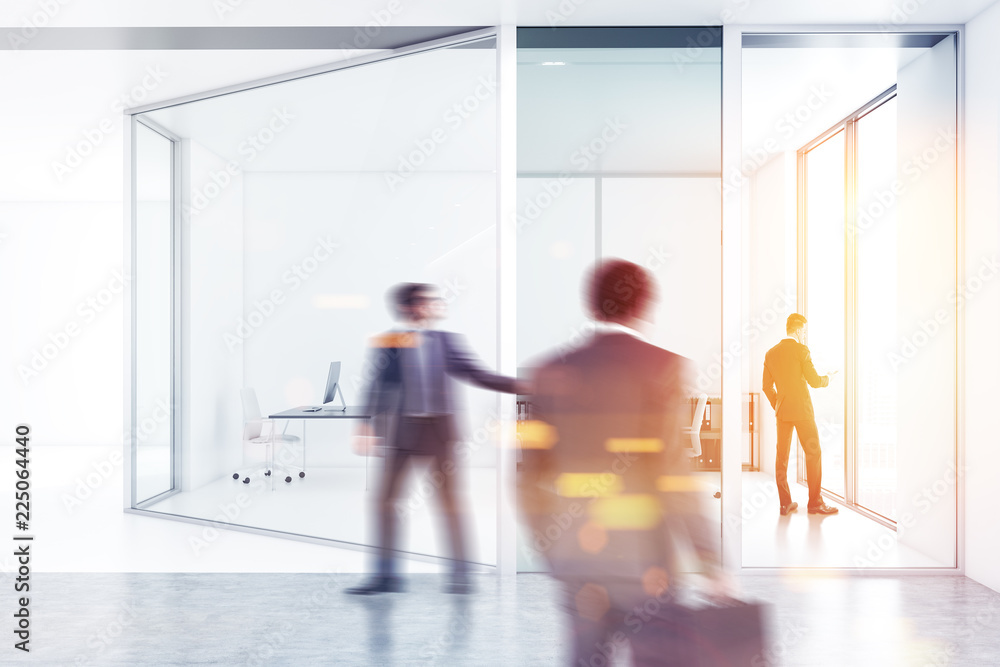 Company employees in office, double exposure Company employees in office, double exposure