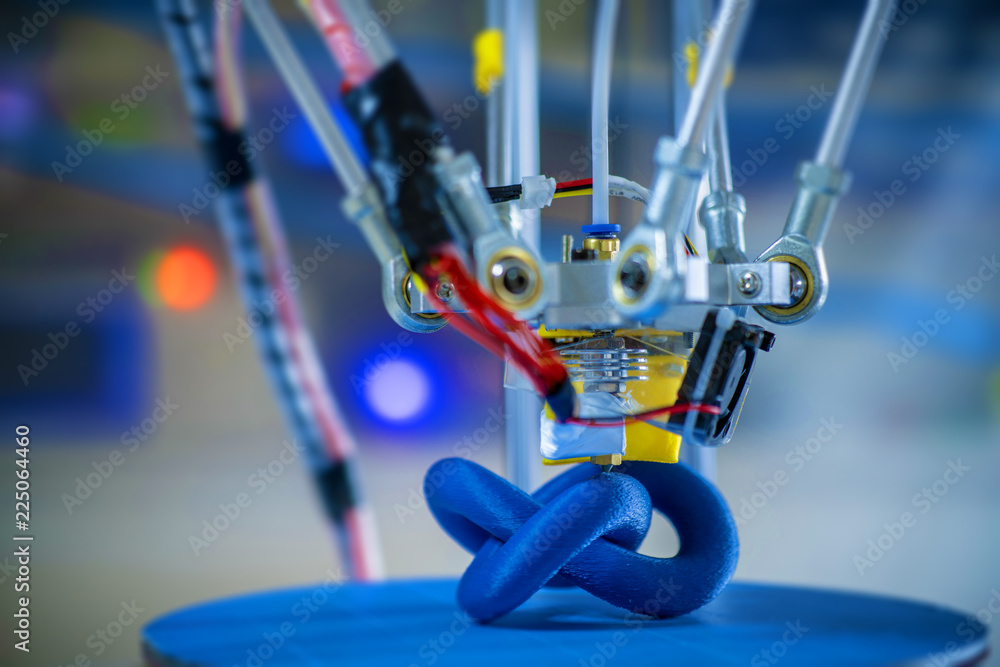 Print parts on a delta 3D printer in industrial lab Stock Photo Adobe Stock