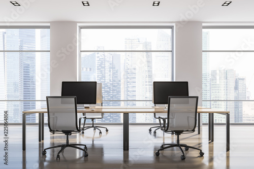 White loft office interior, computer monitors © ImageFlow