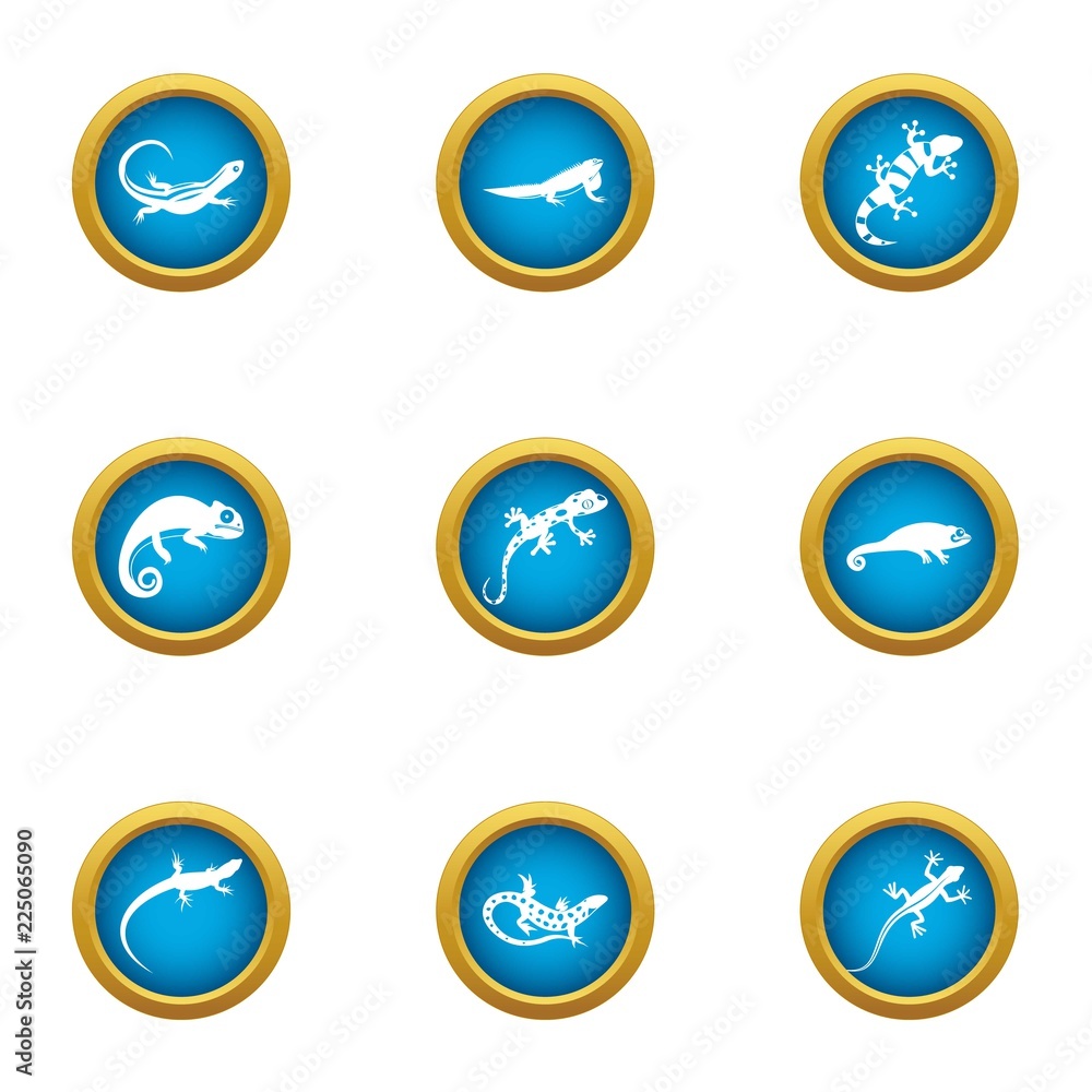 Viviparous lizard icons set. Flat set of 9 viviparous lizard vector icons for web isolated on white background Viviparous lizard icons set. Flat set of 9 viviparous lizard vector icons for web isolated on white background