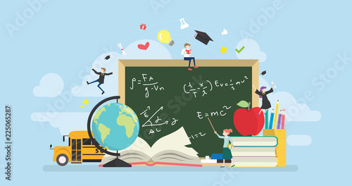 Back To School Tiny People Character Concept Vector Illustration, Suitable For Wallpaper, Banner, Background, Card, Book Illustration, And Web Landing Page