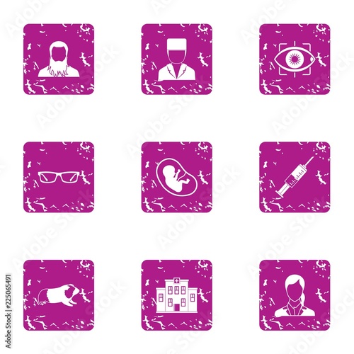 Childbearing icons set. Grunge set of 9 childbearing vector icons for web isolated on white background