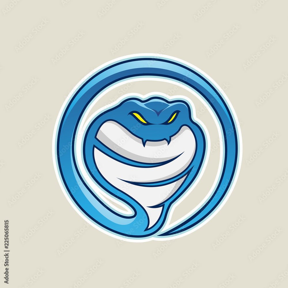 Blue Cobra Snake Cartoon Icon Vector Illustration Stock