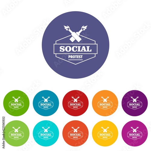 Social protest molotov cocktail icons color set vector for any web design on white background