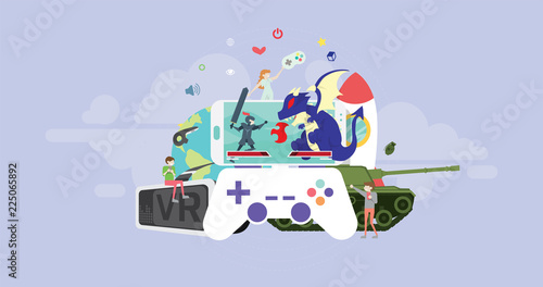 Video Game Tiny People Character Concept Vector Illustration, Suitable For Wallpaper, Banner, Background, Card, Book Illustration, And Web Landing Page