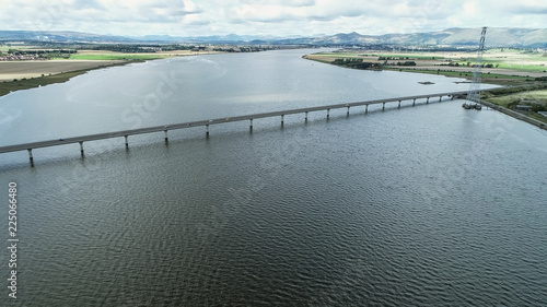 Aerial image of traffic crossing Clackmannanshire Bridge over the River Forth. © TreasureGalore