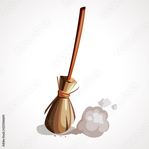 Vector illustration of the witches wooden broom