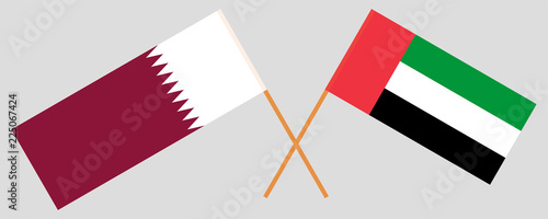 Qatar and United Arab Emirates. Qatari and UAE flags. Official colors. Correct proportion. Vector