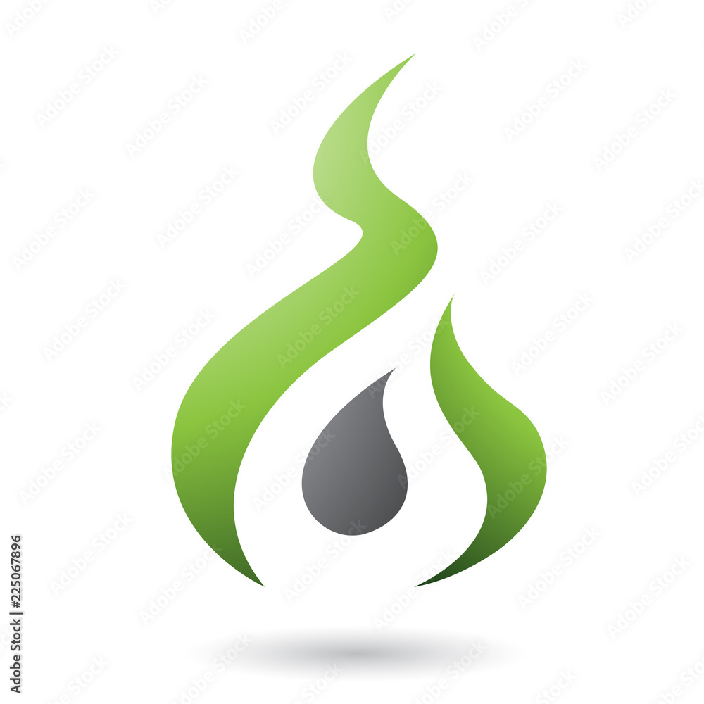 Green Letter A Shaped Fire Icon Vector Illustration Green Letter A Shaped Fire Icon Vector Illustration