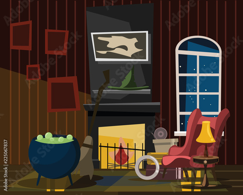 witch interior vector illustration 
