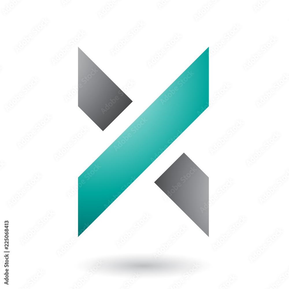 Grey and Green Thick Shaded Letter X Vector Illustration Grey and Green Thick Shaded Letter X Vector Illustration