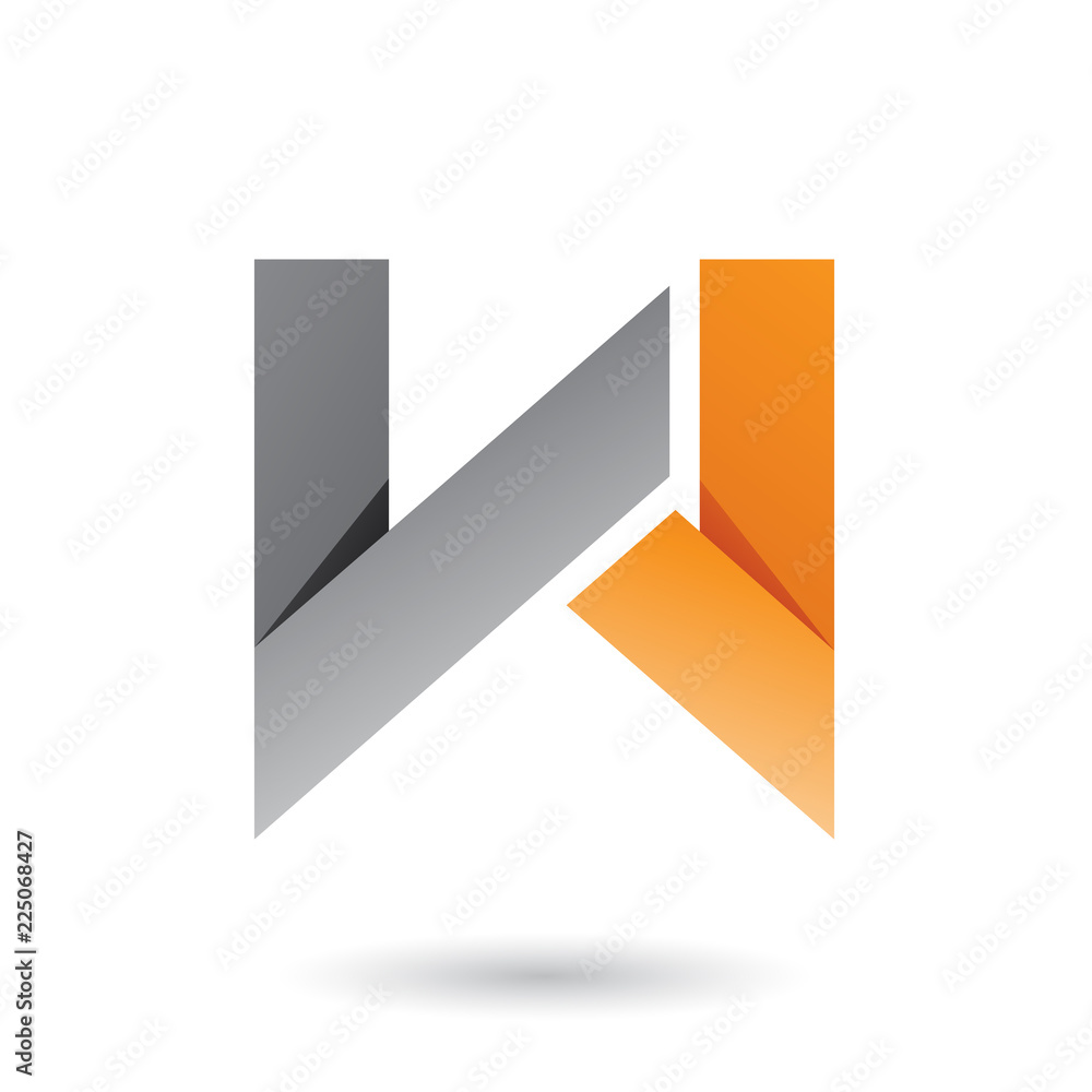 Grey and Orange Folded Paper Letter W Vector Illustration Grey and Orange Folded Paper Letter W Vector Illustration