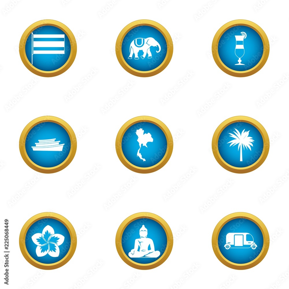 Asian cult icons set. Flat set of 9 asian cult vector icons for web isolated on white background Asian cult icons set. Flat set of 9 asian cult vector icons for web isolated on white background