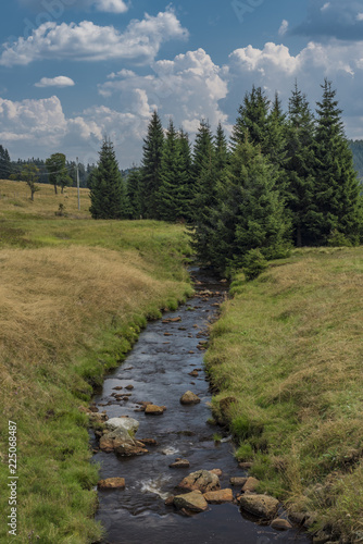 Rolava river in summer hot sunny day before storm