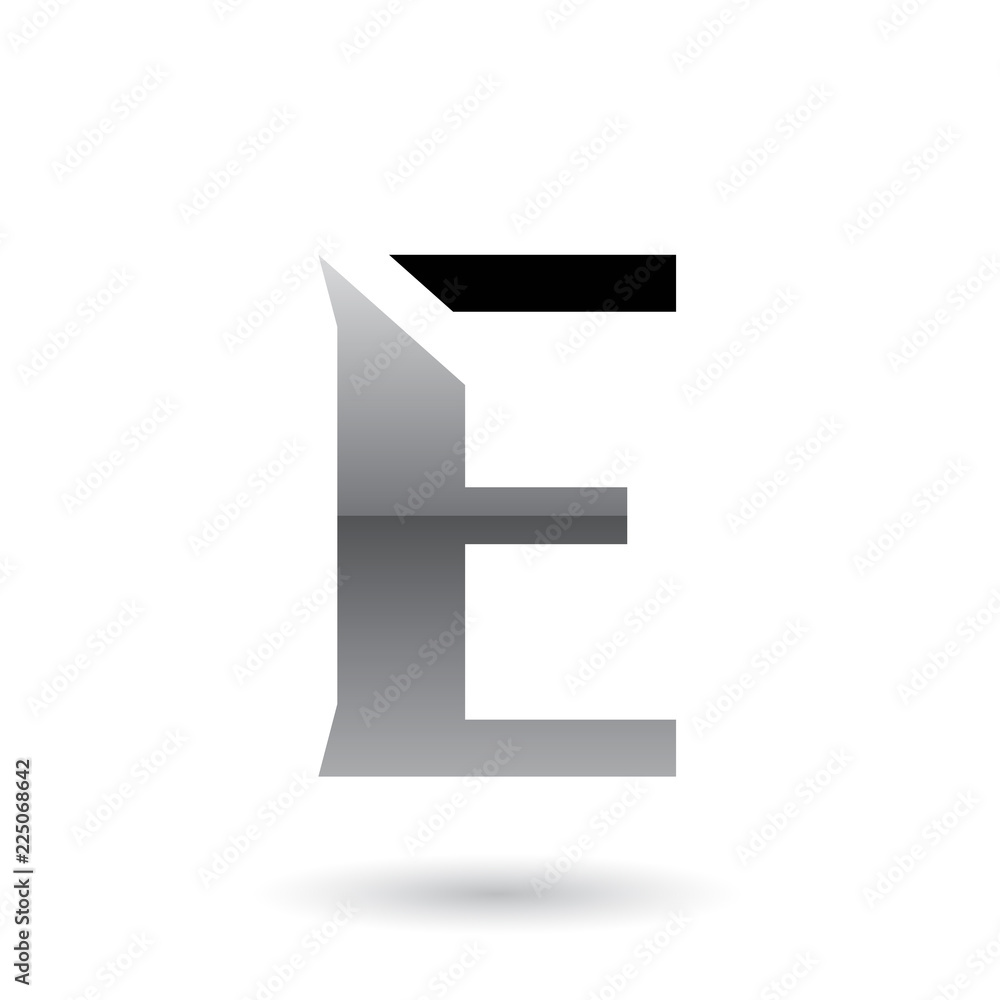 Grey Sliced Letter E Vector Illustration Grey Sliced Letter E Vector Illustration