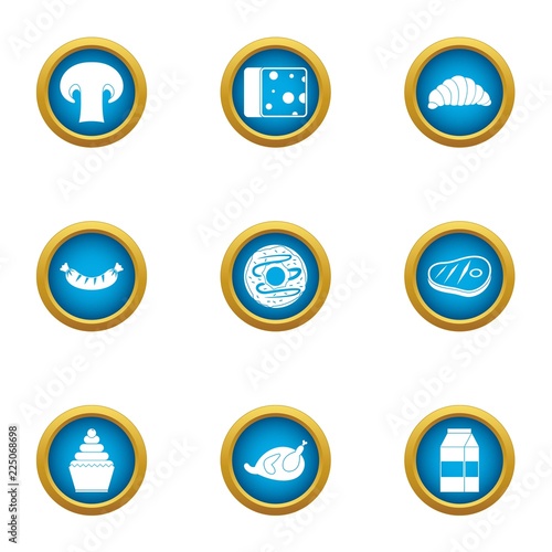 Late brunch icons set. Flat set of 9 late brunch vector icons for web isolated on white background