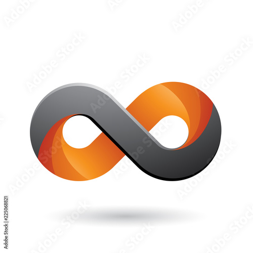 Infinity Symbol with Orange and Grey Color Tints Vector Illustration