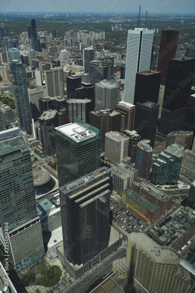 Aerial view of downtown Toronto from the top of the CN tower - Toronto, Canada