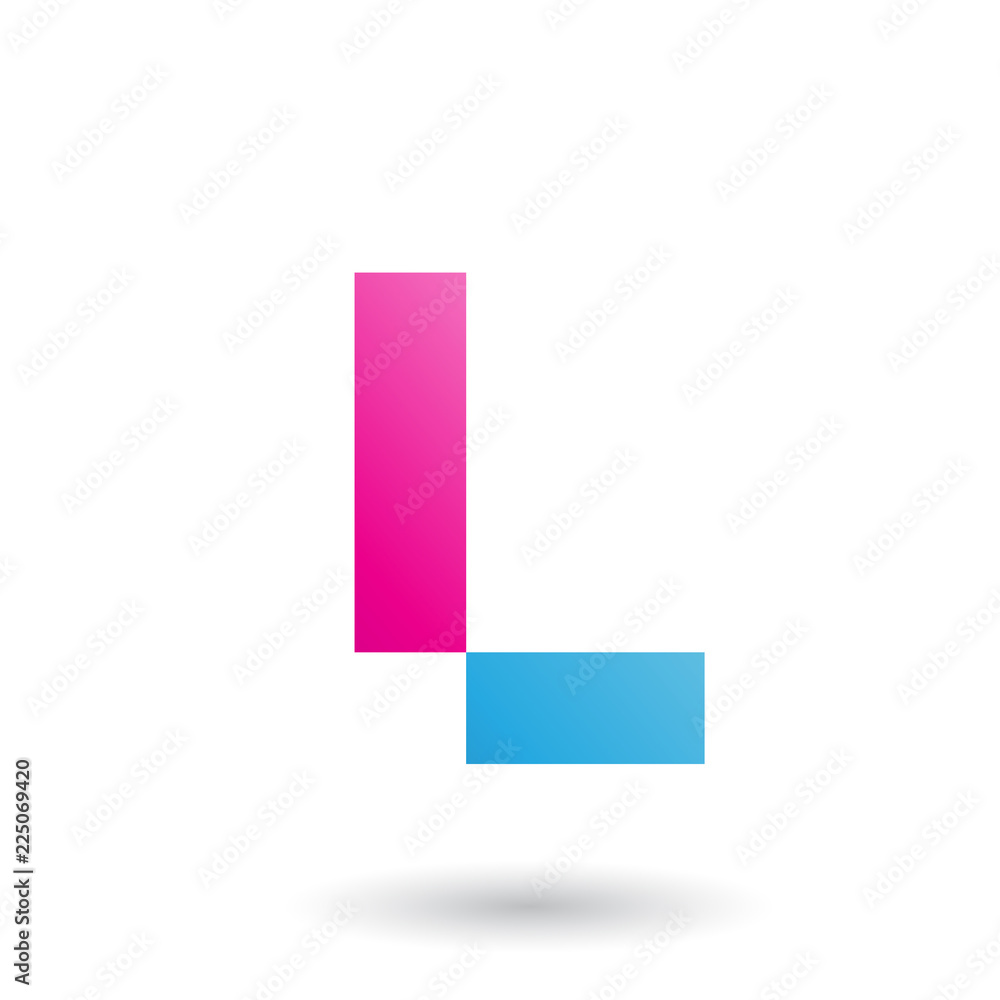 Magenta Letter L with Rectangular Shapes Vector Illustration Magenta Letter L with Rectangular Shapes Vector Illustration