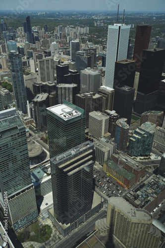 Aerial view of downtown Toronto from the top of the CN tower - Toronto, Canada