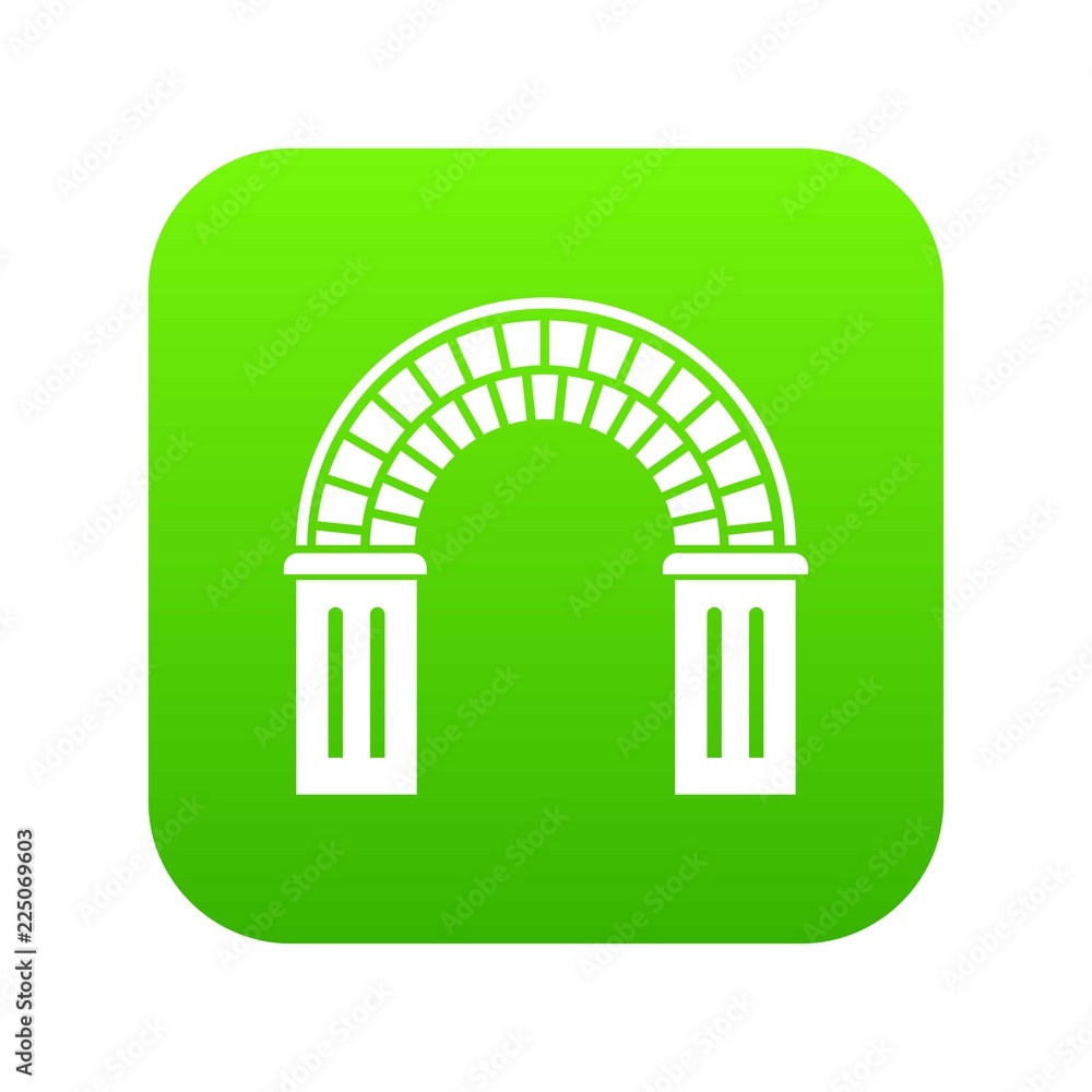 Window arch icon green vector isolated on white background