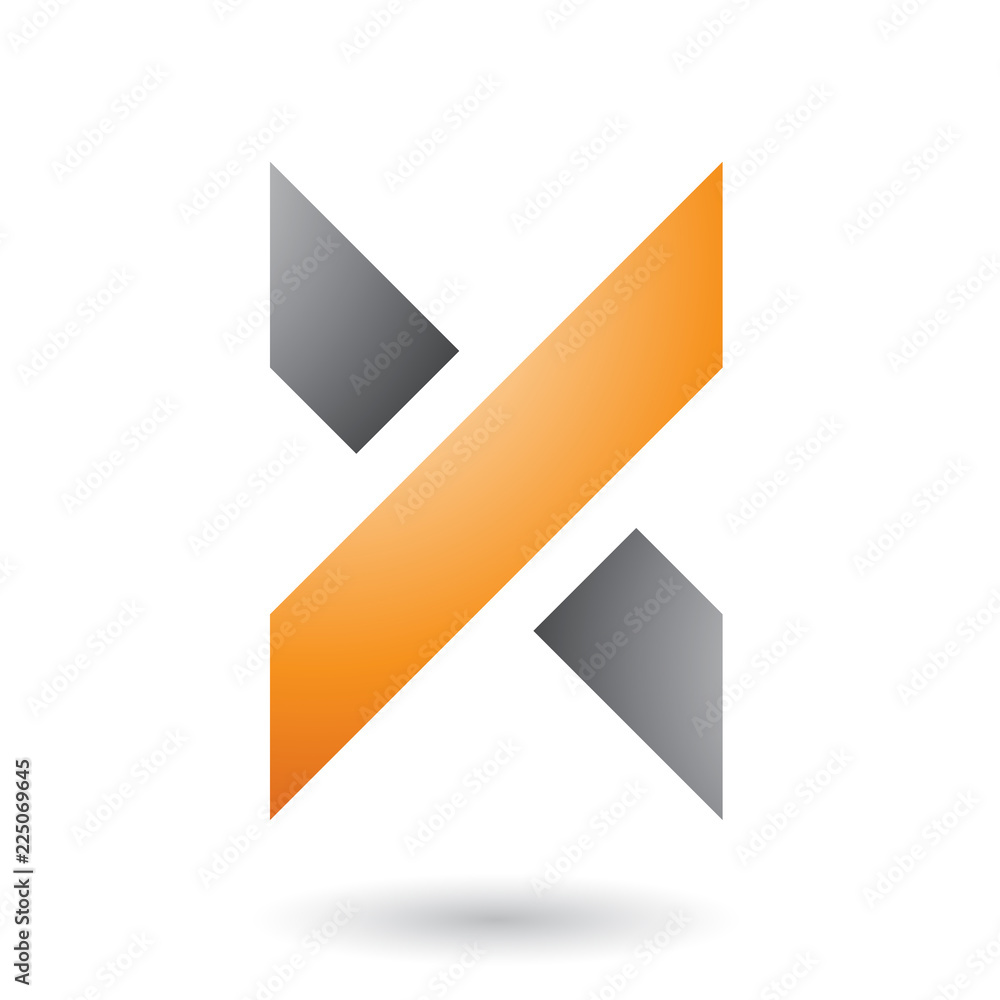 Orange and Grey Thick Shaded Letter X Vector Illustration Orange and Grey Thick Shaded Letter X Vector Illustration