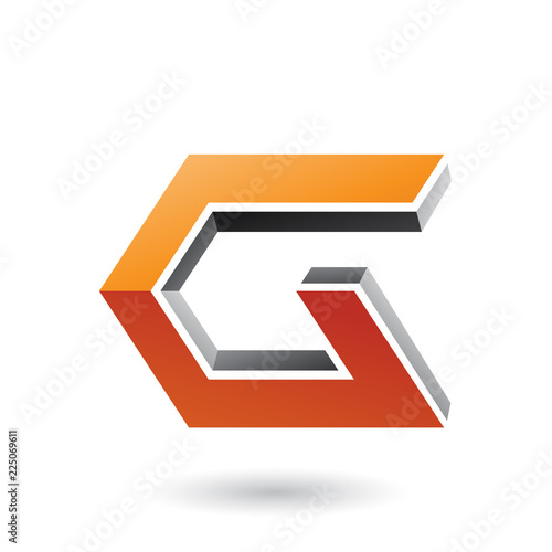 Grey and Orange 3d Angled Icon for Letter G Vector Illustration