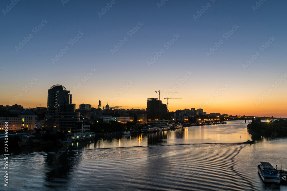 Dawn in Rostov on Don view of Don river from bridge