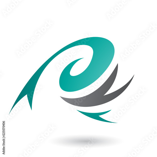 Persian Green Abstract Wind and Twister Shape Vector Illustration