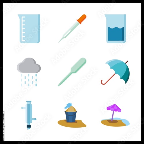 drop icon. bucket and condenser vector icons in drop set. Use this illustration for drop works.