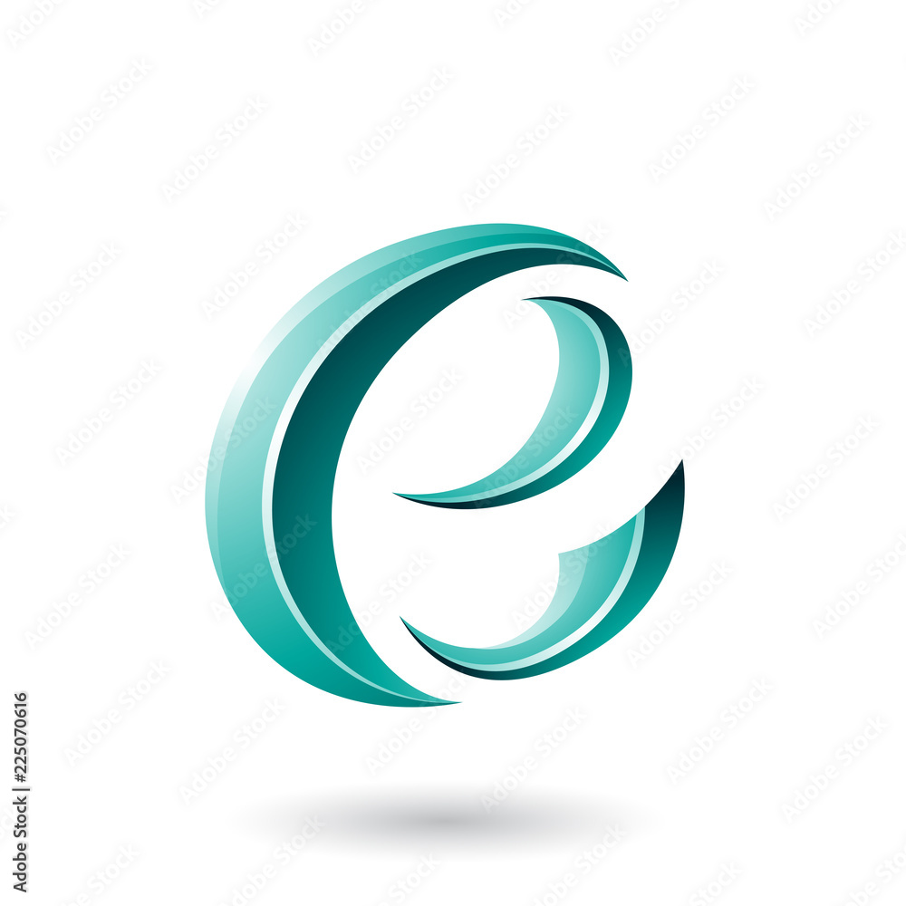 Persian Green Glossy Crescent Shape Letter E Vector Illustration Persian Green Glossy Crescent Shape Letter E Vector Illustration