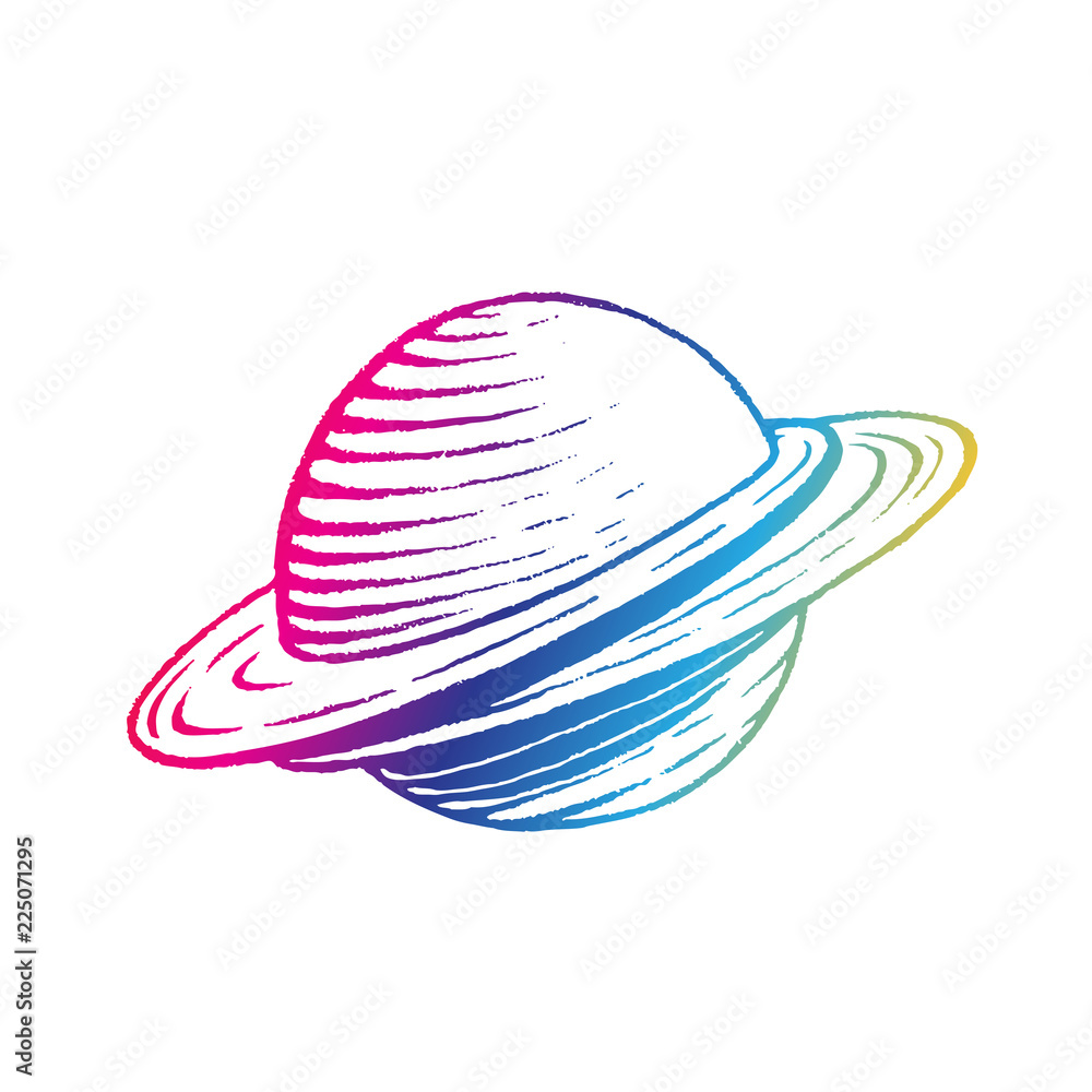 Fototapeta premium Rainbow Colored Vectorized Ink Sketch of Planet Illustration