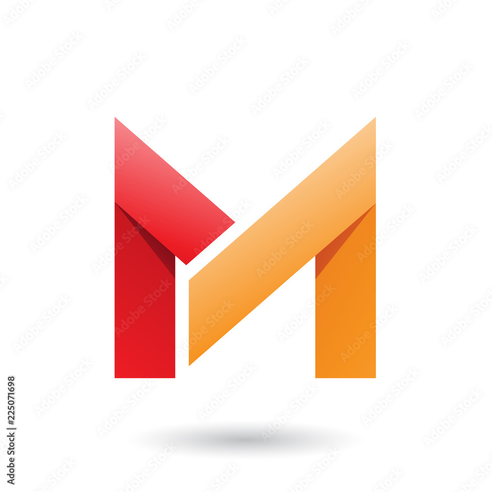 Red and Orange Folded Paper Letter M Vector Illustration Red and Orange Folded Paper Letter M Vector Illustration